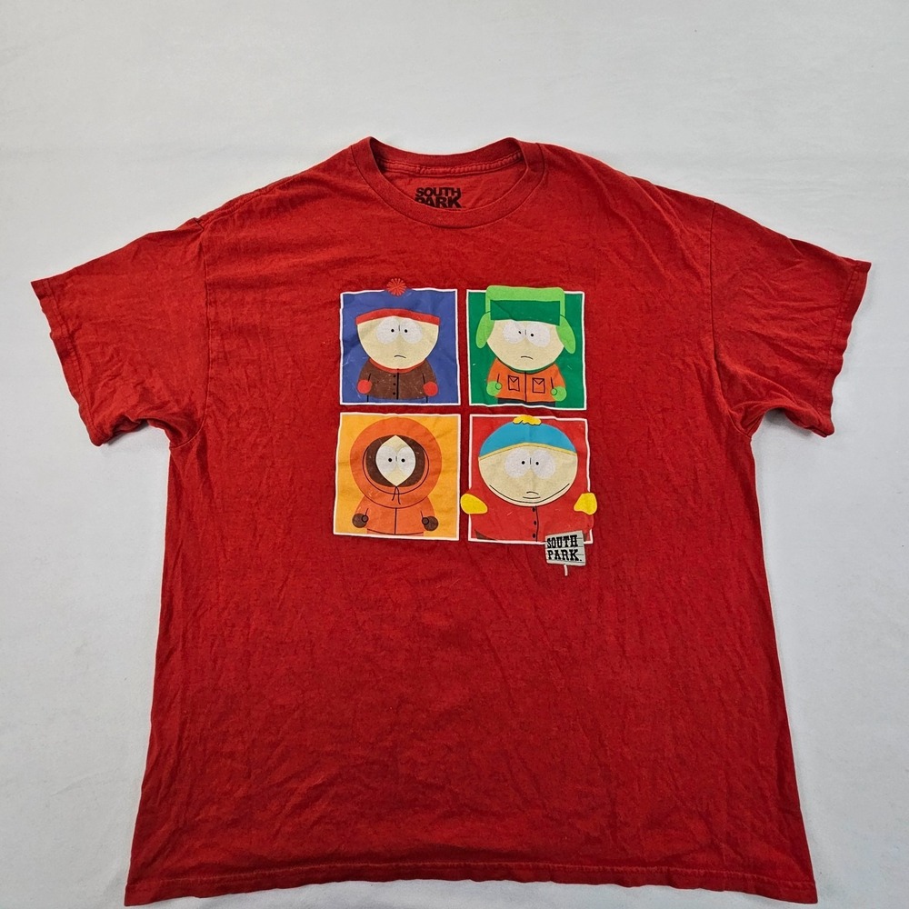South Park Characters Red Short Sleeve Cotton T-Shirt Men's XL